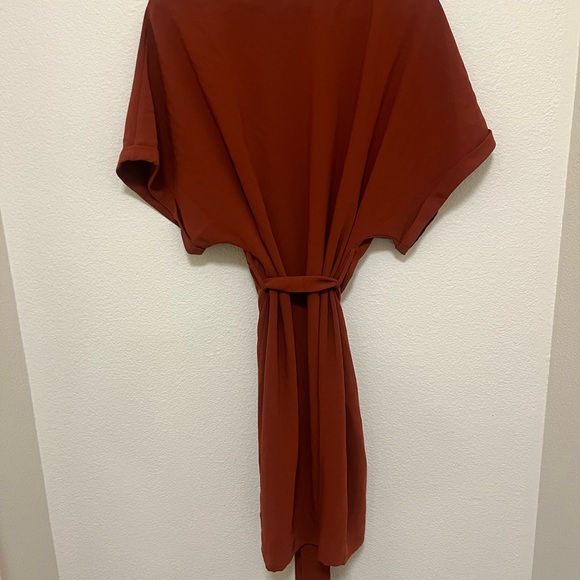Rust Red Kimono Style Wrap Dress - Picture 5 of 6